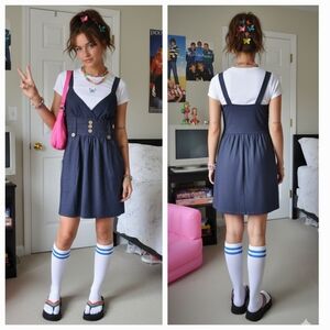 Charlotte Russe USA M Vintage Pinup Chambray Babydoll Jersey Knit Dress